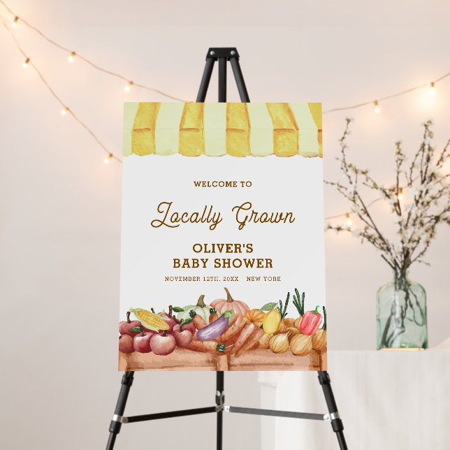 Watercolor Veggie Fruits Baby Shower Welcome Sign  (In Situ (Stand))