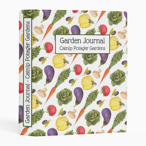 Watercolor Veggies Garden Journal Mini Binder
