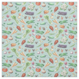 Watercolor Veggies & Spices Pattern Fabric