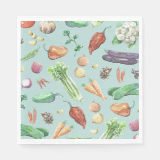Watercolor Veggies & Spices Pattern Napkins