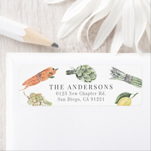 Watercolor Vegitables  Fruits Return Address Label