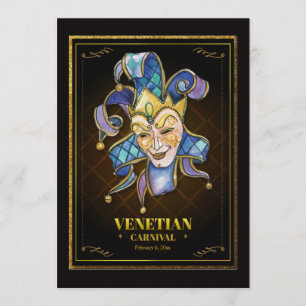 Watercolor Venetian Mask Invitation