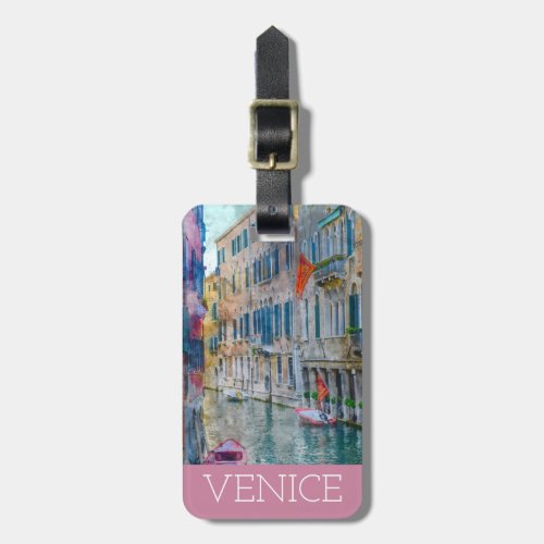 Watercolor Venice Italy Gondola Luggage Tag