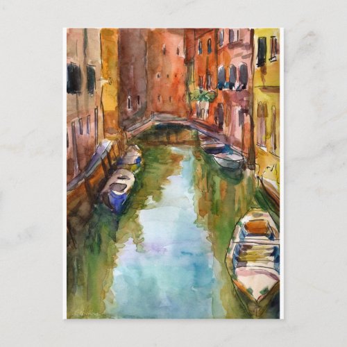 Watercolor Venice Painting Postcard