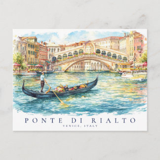 Watercolor Venice Rialto Bridge Italy Travel Postcard
