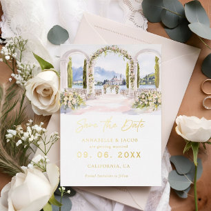 Watercolor Venue Illustration Wedding Foil Invitation