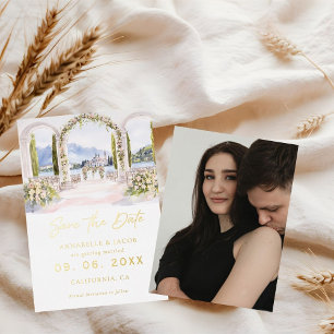 Watercolor Venue Illustration Wedding Foil Invitation