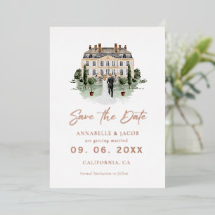 Watercolor Venue Wedding Save the Date Foil Invitation