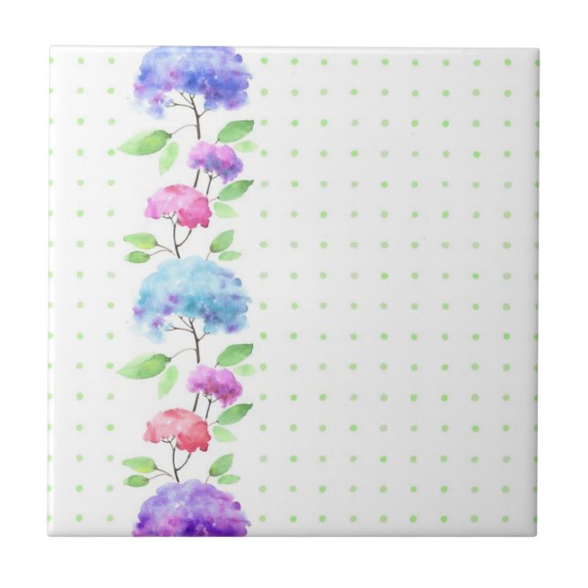 Watercolor vertical seamless pattern border ceramic tile (Front)