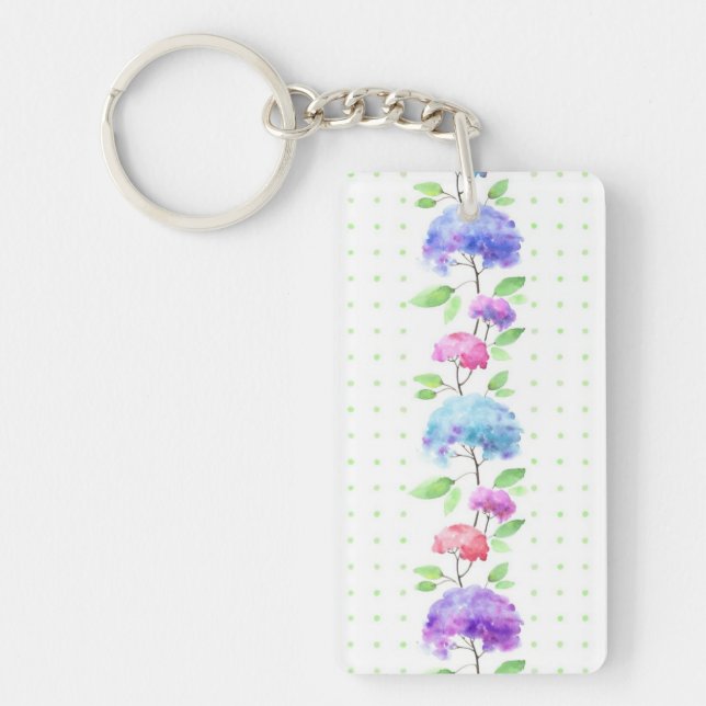 Watercolor vertical seamless pattern border keychain (Front)