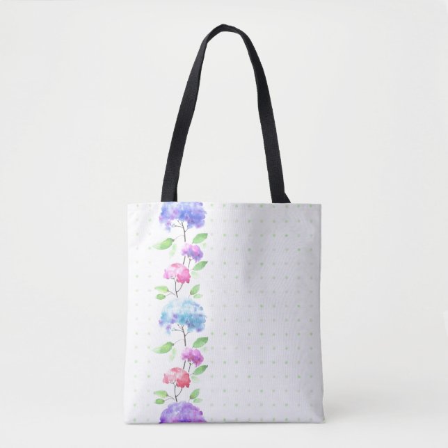 Watercolor vertical seamless pattern border tote bag (Front)
