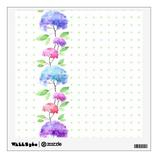 Watercolor vertical seamless pattern border wall decal (Front)