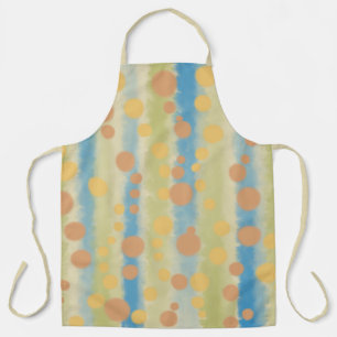 Watercolor Vertical Striped Polka Dots Apron