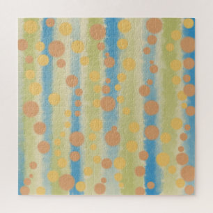 Watercolor Vertical Striped Polka Dots Jigsaw Puzzle