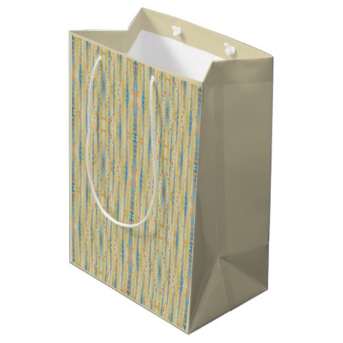 Watercolor Vertical Striped Polka Dots Pattern Medium Gift Bag