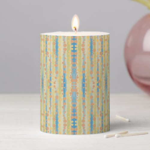 Watercolor Vertical Striped Polka Dots Pattern  Pillar Candle