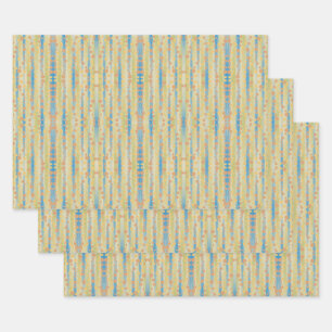 Watercolor Vertical Striped Polka Dots Pattern  Wrapping Paper Sheets