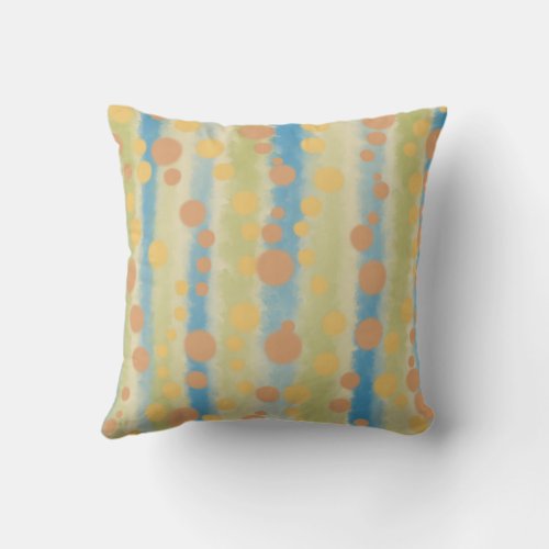 Watercolor Vertical Striped Polka Dots  Throw Pillow