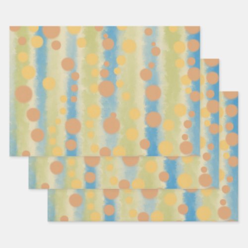 Watercolor Vertical Striped Polka Dots  Wrapping Paper Sheets