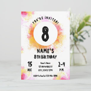 Watercolor Vibrant Art Party Paint Party Birthday Invitation
