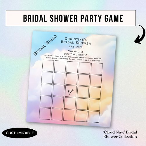 Watercolor vibrant Bridal Shower Bingo Party Game Notepad