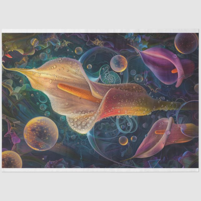 Watercolor Vibrant Calla Flowers Decoupage Tissue Paper (Front)