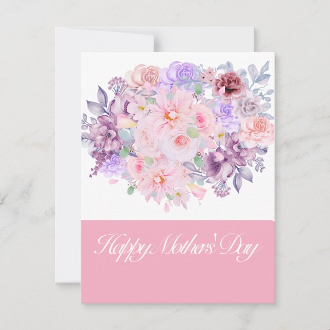 Watercolor Vibrant Floral Bouquet Custom Holiday Card (Front)