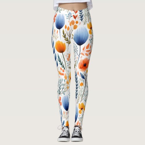 Watercolor Vibrant Floral Leggings