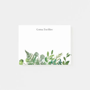 Watercolor Vibrant Greenery Custom Text Post-it No Notes