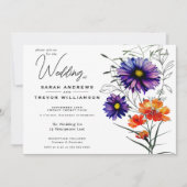 Watercolor Vibrant Orange and Purple Wildflowers  Invitation (Front)