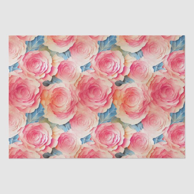 Watercolor Vibrant Painted Spring Flowers Tissue Paper (Front)