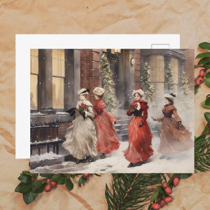 Watercolor Victorian Christmas Victorian Ladies Holiday Postcard