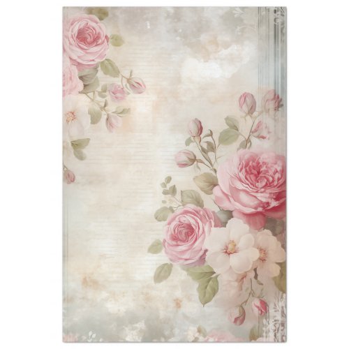 Watercolor Victorian ephemera blush roses chic Tissue Paper