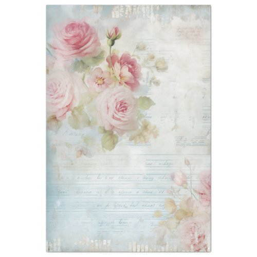 Watercolor Victorian ephemera blush roses chic Tissue Paper