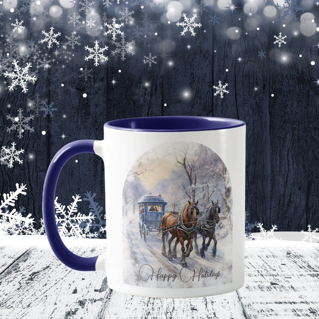 Watercolor Victorian Scene Happy Holidays Mug (Creator Uploaded)