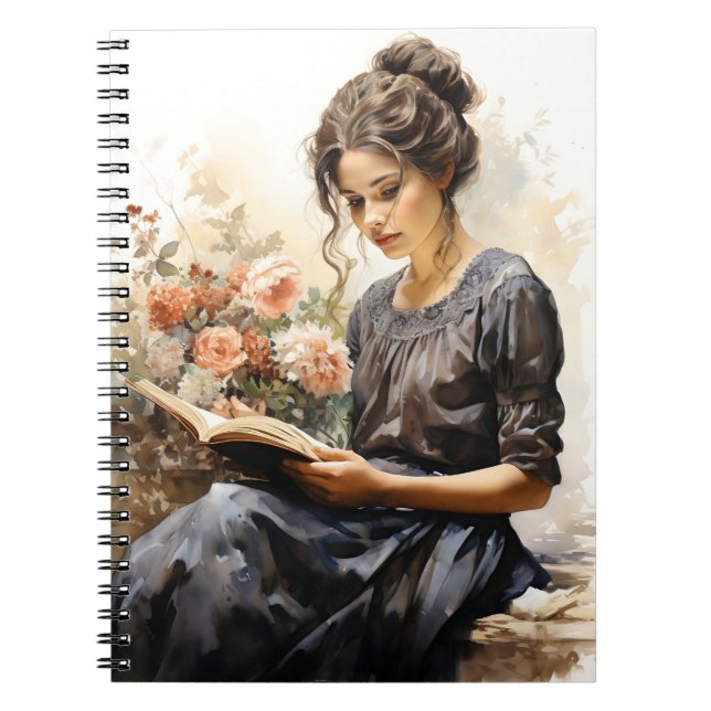 Watercolor Victorian Woman Reading A Book  (Front)