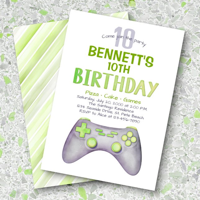 Watercolor Video Game Birthday Invitation (Creator Uploaded)