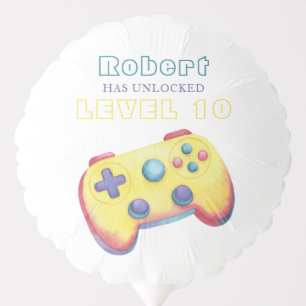 Watercolor Video Game Kids Birthday Balloon