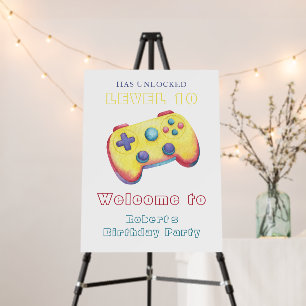 Watercolor Video Game Kids Birthday Foam Board