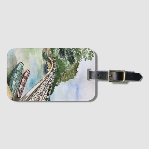 Watercolor Vietnam Ninh Binh Province landscape  Luggage Tag