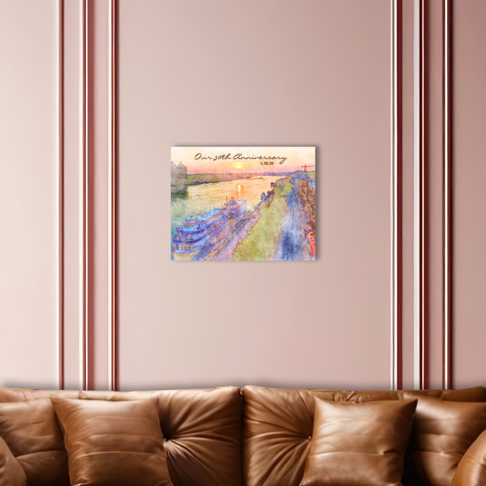 Watercolor View Of River Street Savannah GA Wood Wall Art