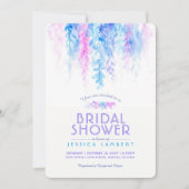 Watercolor vine blue purple bridal shower invites (Front)
