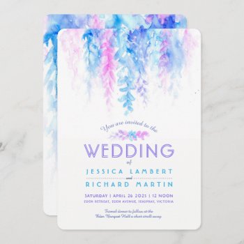 Watercolor Vine Blue Purple Wedding Invitations by mylittleedenweddings at Zazzle