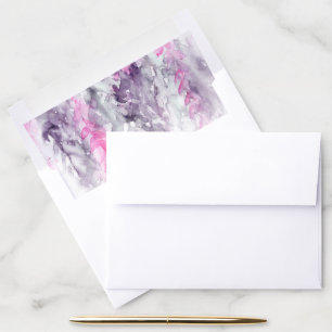 Watercolor vines indigo purple pink wedding envelope liner