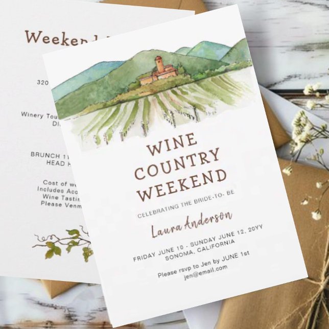 Watercolor Vineyard Bachelorette weekend  Invitation (Creator Uploaded)