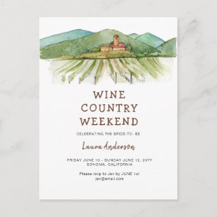 Watercolor Vineyard Bachelorette weekend Postcard