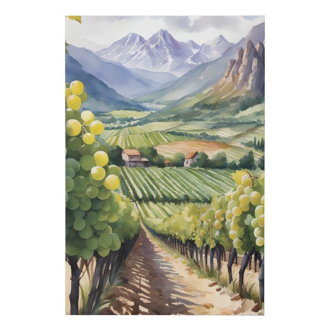 Watercolor Vineyard Faux Canvas Print (Front)
