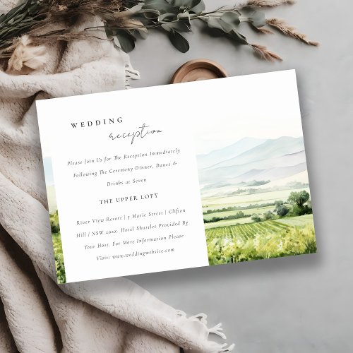 Watercolor Vineyard Landscape Wedding Reception Enclosure Card
