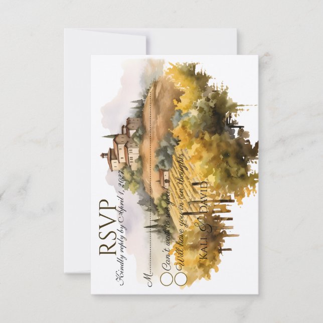 Watercolor Vineyard RSVP Cards (Front)