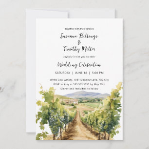 Watercolor Vineyard with RSVP wedding invitation